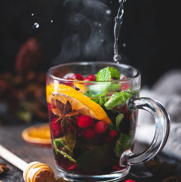 Чай с клюквой и мятой