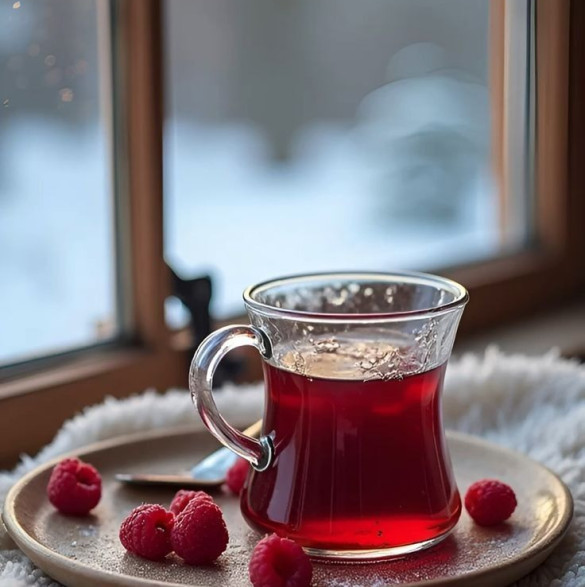 Чай с малиной и корицей