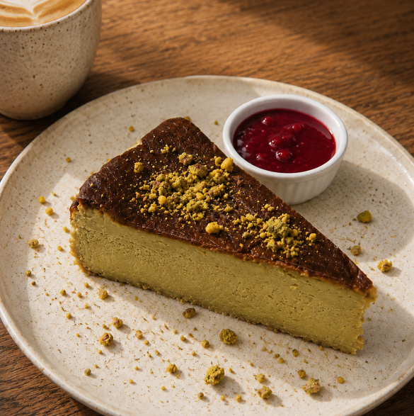 Pistachio Basque Cheesecake