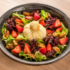 Fresh Salad with Georgian Burrata and Strawberries
