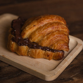 A croissant with chocolate