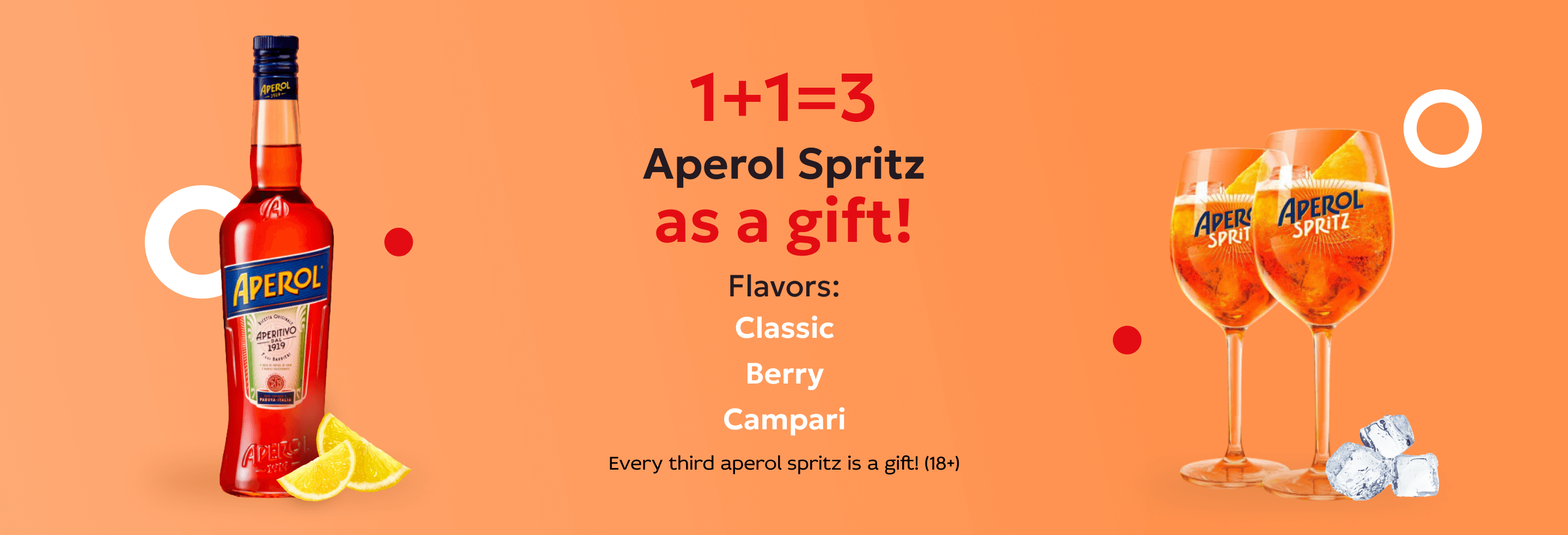 1+1=3 Aperol Spritz as a gift!