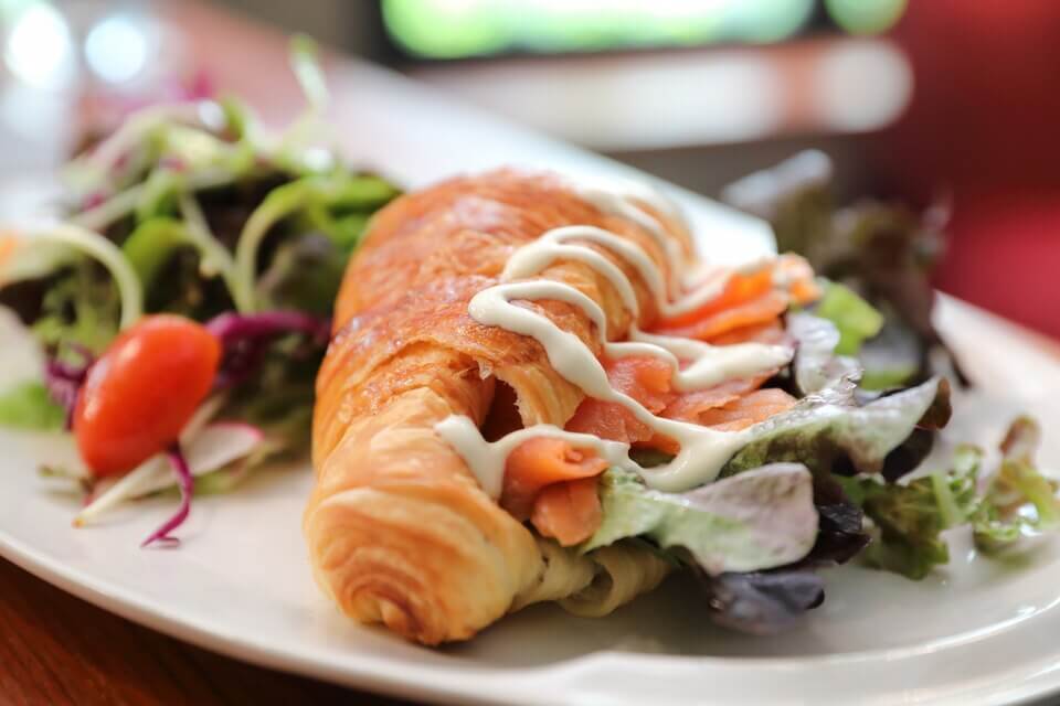 Croissant with Salmon and Cream Cheese